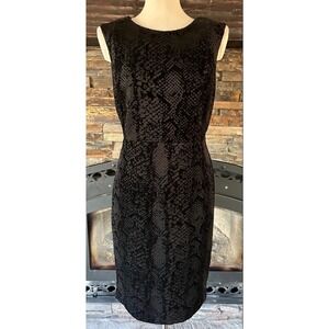Calvin Klein Velvet Reptile Textured Sleeveless Black Dress 16